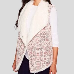 Dylan Womens Jacquard Sherpa Vest Size XS Faux Fur Cozy Boho